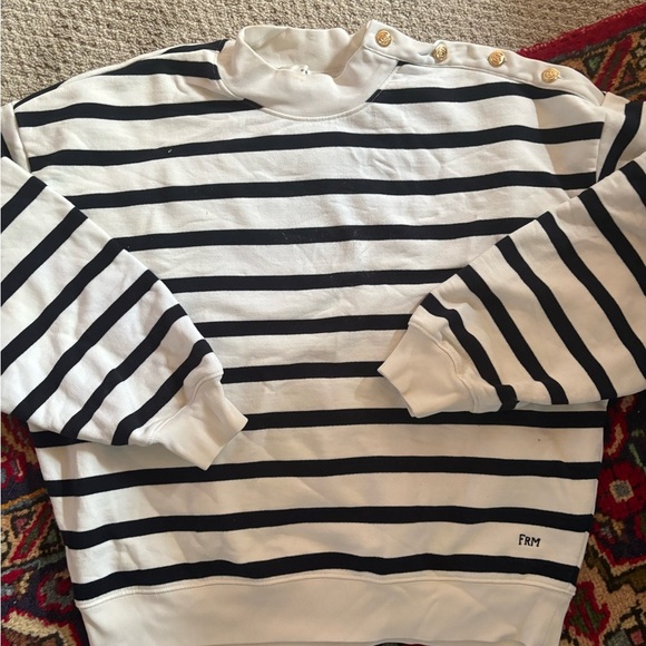Striped Black and White Women's Crewneck - Picture 2 of 4